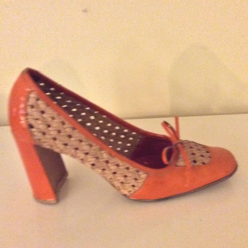 Miu miu patent leather lattice pumps
